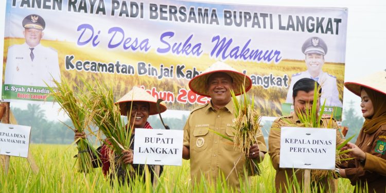 Hadiri Panen Raya, Bupati Langkat Resmikan Kilang Padi Sukma Jaya