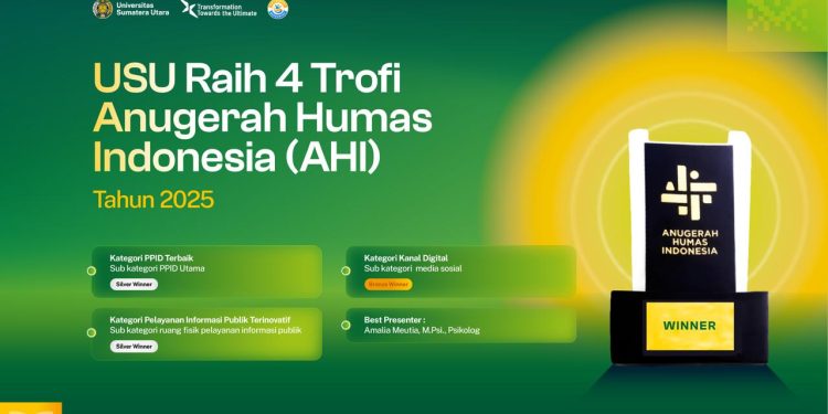 USU Konsisten Berprestasi, Raih 4 Penghargaan Kehumasan di Ajang Bergengsi AHI 2025