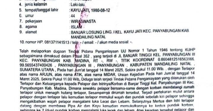 Korban Harapkan Polres Madina Tuntaskan Kasus Penganiayaan