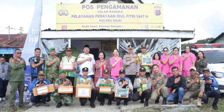 Bupati Dairi Bersama Kapolres Dairi Tinjau Pos Pengamanan Idulfitri