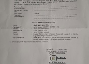 Meski Ditolak, JPU Kejari Madina Ngotot RJ-kan Kasus Laka Lantas, Korban Soroti Jaksa Bertindak Seolah Pembela