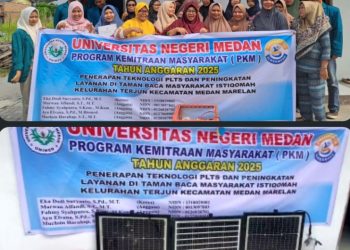 Dosen Unimed Terapkan Teknologi PLTS dan Peningkatan Layanan di TBM Istiqomah Kelurahan Terjun