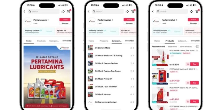 Beli Oli Asli Pertamina Semakin Mudah Melalui Official Store di Tokopedia, TikTok Shop, dan Shopee