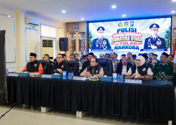 Wakil Wali Kota Medan Ikuti Press Conference Kapolri dan Deklarasi Polisi Bersama Masyarakat Tolak Narkoba