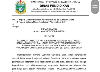Dampak Kabut Asap, Diknas Sumut Berlakukan Pelaksanaan Pembelajaran Jarak Jauh